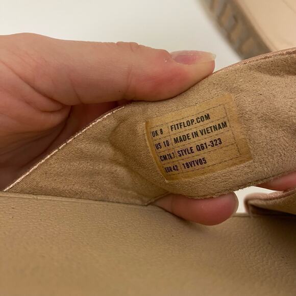 FitFlop Lulu Cross Slide Sandals Rose‎ Gold Size 10 - Picture 6 of 7